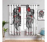 JYDFC Rideaux Occultants Thermique - Super Doux Épais Rideau En Polyester 2 Pièces - Impression Numérique 3D - Chambre D'Hôtes De Restaurant - 280X245 Cm - Noir Animal Lunettes Arc