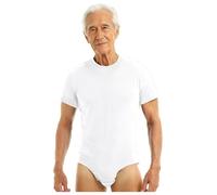 Jydiazi Body de soin pour femmes et hommes avec fermeture à bouton-pression à l'entrejambe à manches courtes body besoins spéciaux vêtements pyjama une pièce, Blanc., 3XL