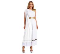 Jydiazi Costume de déesse grecque pour femme - Costume de déesse romaine de l'Antique Toga Romaine - Carnaval, Halloween, fête à thème - Blanc - Taille 3XL
