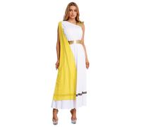 Jydiazi Costume de déesse grecque pour femme - Costume de déesse romaine de l'Antique Toga Romaine - Carnaval, Halloween, fête à thème - Jaune - Taille 3XL