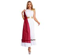Jydiazi Costume de déesse grecque pour femme - Costume de déesse romaine de l'Antiquité - Toga romaine - Carnaval, Halloween, fête à thème, bordeaux, taille XL