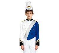 Jydiazi Tenue de chapelle de Marche pour enfants - Uniforme de tambour - Épaule - Blazer à paillettes - Pour Halloween, carnaval, festival - Bleu_B 122-128