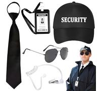 Jyeennar Costume d'agent espion 5 pièces comprenant une casquette de baseball, un badge d'identité, des lunettes de soleil tactiques, une cravate, une fausse oreillette, une tenue d'agent secret