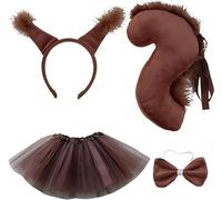 Jyeennar Costume d'écureuil 4 pièces pour adulte - Combinaison super économique, confort doux pour la peau et ajustement réglable | Performances théâtrales, costume de cosplay pour les fêtes à thème