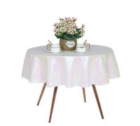 Jyflzq nappe a paillettes irisees blanches 50 Round petite couverture de table de nappe de draps scintillant pour la fete d'anniversaire de maria