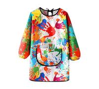 JYGNPC Tablier Peinture Enfant 2-12 Ans Manches Longues Blouse Peinture Imperméable Tablier Scolaire Pour Enfants Avec Grandes Poches Pour L'École Activités, Peindre, Cuisiner, Artisanat, Manger