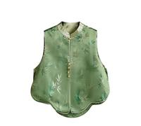 JYHBHMZG Femmes Printemps Été Chinois Style National Chanson Brocart Court Sans Manches Châle Gilet Sans Manches Top, EN8, XS