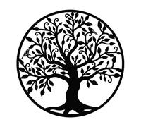 Art Mural en Métal d'arbre De Vie Décoration Murale en Métal Décoration Fer Forgé pour Jardin Sculptures Murales Décoratives en Noir pour Cadeau De Noël Halloween,80x80cm/31.5"x31.5"