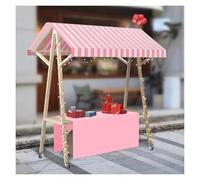 JYHHCYS Étal De Marché Chariot De Vente en Plein Air avec Auvent, Présentoir Mobile, Chariot Alimentaire en Bois sur roulettes, À Vendre pour Hot-Dogs/Glaces/Aliments(Pink,W 150cm(59"))