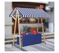 JYHHCYS Étal De Marché Chariot De Vente en Plein Air avec Auvent, Présentoir Mobile, Chariot Alimentaire en Bois sur roulettes, À Vendre pour Hot-Dogs/Glaces/Aliments(Blue,W 150cm(59"))