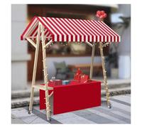 JYHHCYS Étal De Marché Chariot De Vente en Plein Air avec Auvent, Présentoir Mobile, Chariot Alimentaire en Bois sur roulettes, À Vendre pour Hot-Dogs/Glaces/Aliments(Red,W 150cm(59"))