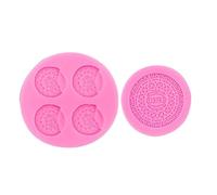 JYHLSHO Moule À Sucre Mou 6 Pièces Sandwich Biscuits Oreo Moules En Silicone Cuisson Gâteaux Chocolat Argile Doux Poterie Époxy Moules Rose