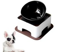 JYHY Gamelle en céramique pour Chien et Chat - Gamelle à Large Ouverture pour Chien et Chat - Stérile inclinée - avec Tapis en Caoutchouc antidérapant - Taille M/1,5 Tasse (Bol Noir)