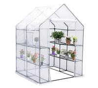 jyibinee Bâche pour serre inodore 143x143x195cm PE imperméable de remplacement avec porte Isolation thermique imperméable à la pluie Serres transparentes Vert Blanc