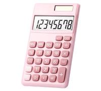 jyibinee Calculatrice standard avec fonctions de base petite taille pour une utilisation en déplacement, boutons confortables à 8 chiffres, fonctionne à l'énergie solaire, grand écran, rose