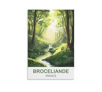 JYICUNCHO Broceliande France Affiche de voyage vintage 20 x 30 cm Impression sur toile Décoration murale