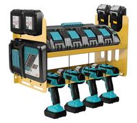 JYiuog Support mural de stockage d'outils - Étagère à outils pour chargeur Makita DC18SF DC18RC, batteries 18 V/14,4 V et perceuse à percussion, porte-outils pour atelier et garage (jaune)