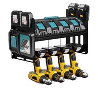 JYiuog Support mural de stockage outil - Étagère multifonction pour chargeur Makita DC18SF DC18RC, batteries 18 V/14,4 V et perceuse à percussion