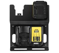 JYiuog Support mural pour batterie DeWalt 20 V et chargeur DCB112, en métal robuste, noir, 2 supports de batterie et support de chargeur pour salle à outils et garage
