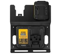 JYiuog Support mural pour batterie DeWalt 20 V et chargeur DCB115, en métal robuste, noir, 2 supports de batterie et support de chargeur pour salle à outils et garage