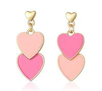 JYIXXZX Boucles D'oreilles Cœur, Plaqué Or Boucles D'oreilles Pendantes en Forme de Cœur, Hypoallergéniques Boucles d'oreilles Suspendues Bijoux pour Femmes Cadeau Saint Valentin Anniversaire (B)