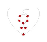 JYIXXZX Ensemble de Bijoux Trèfle à Quatre Feuilles pour Femme Argent Acier Inoxydable Porte Bonheur Trèfle Collier Boucles d'Oreilles Bracelet Réglable Parure pour Cadeau Anniversaire Mariage (G)