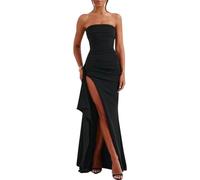 JYIXXZX Robe Longue Femme Sexy Maxi Robe Fendue sans Manches Epaules Dénudées Élégante Robes de Soirée Moulante Slim Bodycon pour Fête Club Bal Nuit Cocktail Party