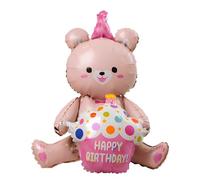JYJLLM Little Bear Ballon géant décoratif d'anniversaire de 80 cm de haut - Ballons de fête d'anniversaire - ballons de fête - ballons décoratifs en feuille d'aluminium (ours rose gâteau)