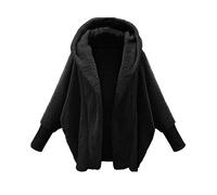 JYJXFD Vestes en polaire floue pour femmes Vestes Teddy à capuche et à manches chauve-souris tendance Manteaux cardigans en polaire surdimensionnés et chauds