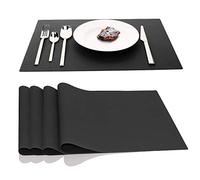 JYKJ Large Silicone Place Mats, Table Placemats Countertop Protection 17.7 x 12.6 inch, Set of 4 (Black)