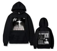 JYKJUEDZ Le Rappeur 21 Savage I Am I Am Music Album Graphics Automne et Hiver Sweat à Capuche en Coton imprimé Vêtements Amples Vintage