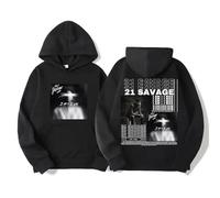 JYKJUEDZ Pochette d'album du Rappeur 21 Savage I Am I Was Automne et Hiver 100 Coton imprimé Style Hip-hop Vintage surdimensionné pour Homme Y2K
