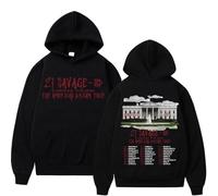 JYKJUEDZ Sweat à Capuche 100% Coton imprimé pour Homme Style Gothique Vintage idéal pour la tournée American Dream du Rappeur 21 Savage Concert d'automne et d'hiver