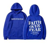 JYKJUEDZ Sweat à Capuche à Manches Longues pour Homme et Femme imprimé Faith Over Fear Style Hip-hop Harajuku décontracté Style Y2K