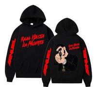 JYKJUEDZ Sweat à Capuche surdimensionné imprimé du Rappeur Anuel AA Real Hasta La Muerte pour Homme et Femme Sweat-Shirt à Capuche Tendance en Polaire Ample