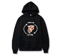 JYKJUEDZ Sweat à Capuche surdimensionné pour Homme et Femme Motif Humoristique et Mignon Motif Chat idéal pour se réveiller