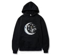 JYKJUEDZ Sweat à Capuche Vintage décontracté à imprimés d'astronautes de Voyage Spatial lançant des Ballons de Basket pour Homme Style Harajuku