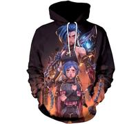 JYKJUEDZ Sweat-Shirt à Capuche pour Homme et Femme imprimé en 3D inspiré de l'anime Arcane League Jinx à la Mode