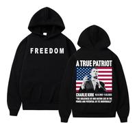 JYKJUEDZ Un Vrai Patriote Charlie Kirk Freestyle Sweatshirt Automne/Hiver Homme Femme Sweat à Capuche Mode Gothique Rétro Pur Coton Sweat à Capuche