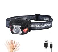 JyliRenz Lampe frontale d'extérieur rechargeable de type C, 6 modes, plus de 1000 lumens, lampe de poche étanche IPX5, éclairage continu de 12 heures, idéale pour le camping, la lecture, le sport, la