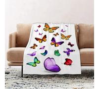 JYLYZZIN Couvertures et Plaids 100 x 130 cm Couverture en Flanelle, Couverture Chaude de Canapé, Jete de lit, Actions de Papillon, Collection de Tailles de Beurre Volant