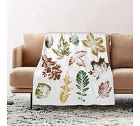 JYLYZZIN Couvertures et Plaids 100 x 130 cm Couverture en Flanelle, Couverture Chaude de Canapé, Jete de lit, Collection d'empreintes de Feuilles d'automne
