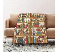 JYLYZZIN Couvertures et Plaids 100 x 130 cm Couverture en Flanelle, Couverture Chaude de Canapé, Jete de lit, Collection d'amoureux des Chats, Un Chat Amoureux des Livres Nerd Qui dort sur Une étagè