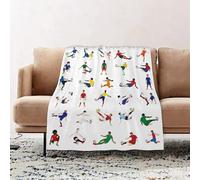JYLYZZIN Couvertures et Plaids 100 x 130 cm Couverture en Flanelle, Couverture Chaude de Canapé, Jete de lit, Collection de modèles de Conception d'illustration vectorielle de Joueurs de Football