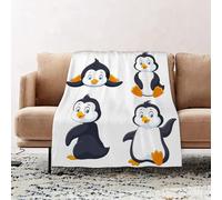 JYLYZZIN Couvertures et Plaids 100 x 130 cm Couverture en Flanelle, Couverture Chaude de Canapé, Jete de lit, Collection de Pingouins de Dessin animé isolés sur Fond Blanc