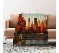 JYLYZZIN Couvertures et Plaids 100 x 130 cm Couverture en Flanelle, Couverture Chaude de Canapé, Jete de lit, Bâtiments du Vieux Port de Montréal tôt Le Matin Pendant la Saison d'automne