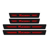 JYMLOV 4 PièCes Bande Protection Seuil de Porte Voiture pour Hyun-dai Tucson Accessoires Autocollant en Fibre de Carbone Plinthes pour Auto Film Anti-Rayures,Red