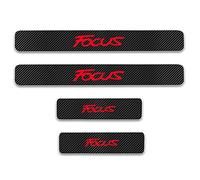 JYMLOV 4 Pièces Bande Protection Seuil Porte Voiture pour Fo-RD Focus, Autocollants Plaques Pédale Bienvenue Fibre Carbone Anti-Rayures - Accessoires Plinthes Auto,Red
