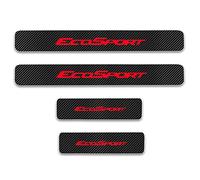 JYMLOV 4 Pièces Bandes Protection de Seuil Porte de Voiture, pour Fo-RD Ecosport, Accessoires de Style de Autocollant de Plinthes pour Auto en Fibre Carbone de Anti-Rayures,Red