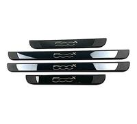 JYMLOV 4 Pièces Plaques Plinthes en Acier Inoxydable pour FI-at 500X, Voiture Seuil de Porte Door Sill Contre Les Rayures Protection Accessoires,Black